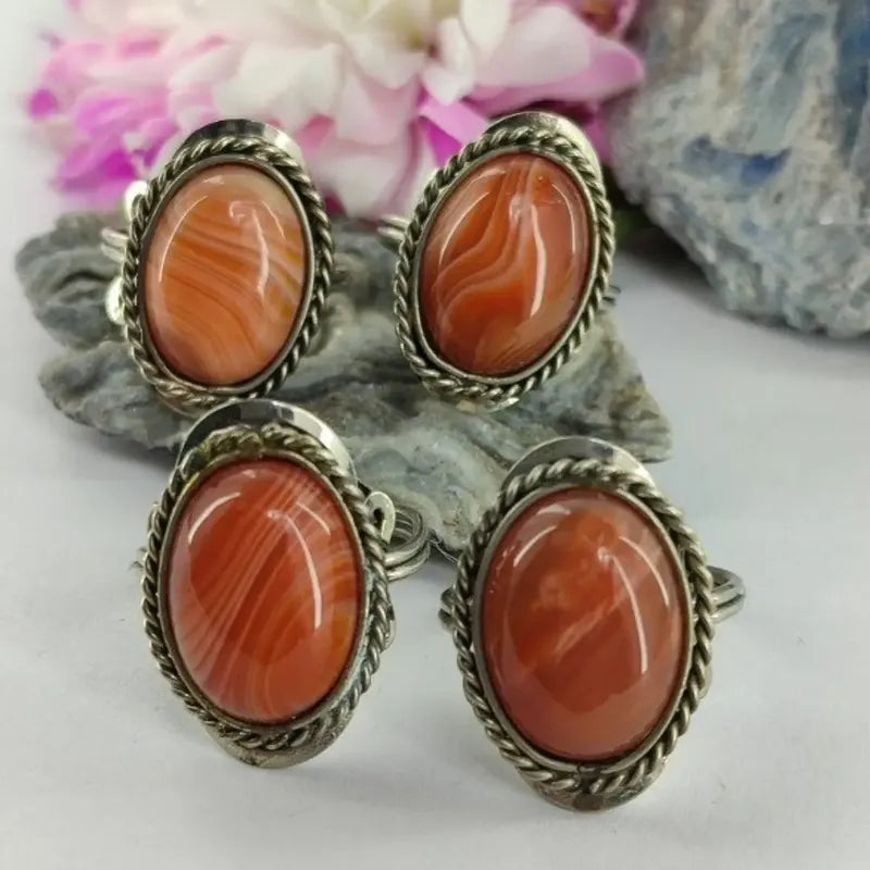 Anillo Mujer Alpaca Regulable Piedra Cornalina - Fortaleza Cornalina Unico Regulable