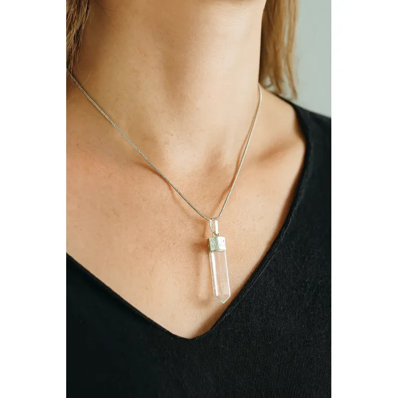 Collar Péndulo Piedra Natural Cuarzo Cristal Auténtico Cuarzo Cristal