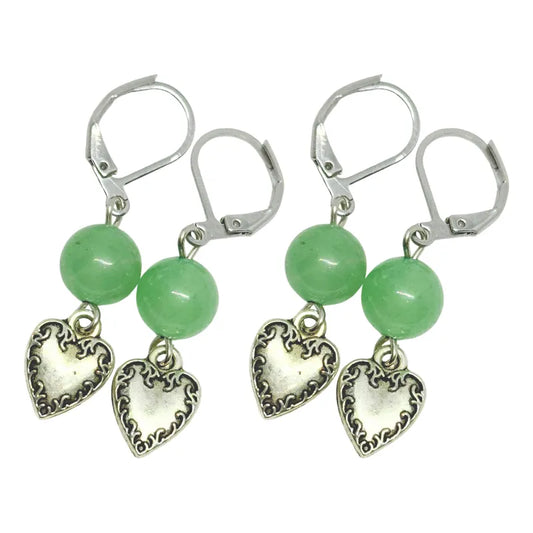 Par Aros Colgantes De Cuarzo Verde - Armonía Y Prosperidad Armonía - Cuarzo Verde