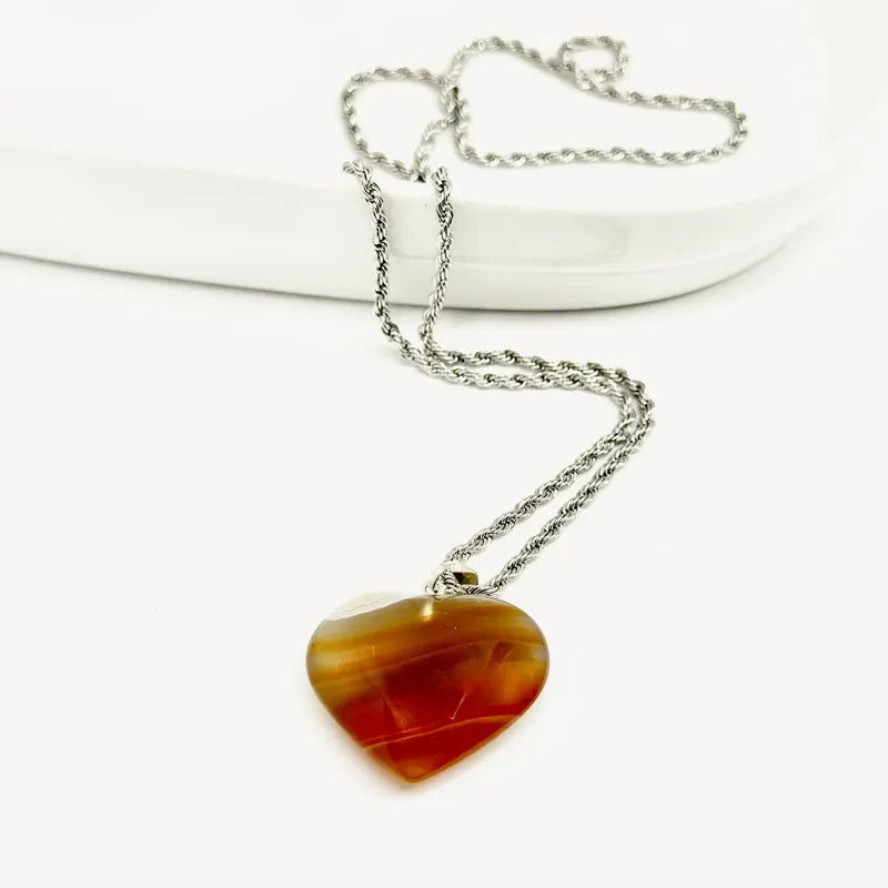 Collar Corazón Piedra Ágata Cornalina - Vitalidad Cornalina