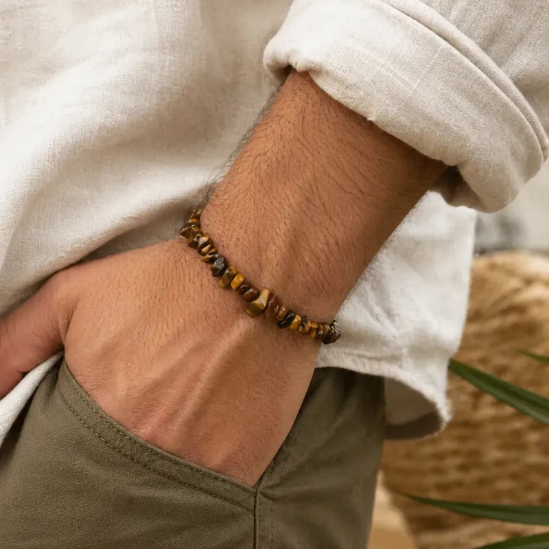 Pulsera De Piedras Naturales Energéticas Ojo De Tigre 6 Mm. 7 Cm 18 Cm