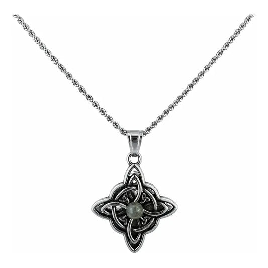 Collar Protección Nudo De Bruja Con Piedra Labradorita Nudo De Bruja Con Piedra Labradorita