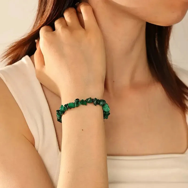 Pulsera Regulable Piedras Naturales Malaquita - Protectora Malaquita 20 Cm