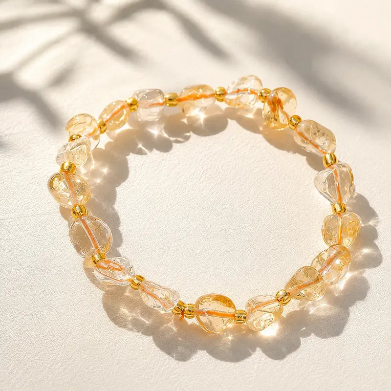 Pulsera Elástica Piedra Citrino Natural - Divina Existencia Citrino 20 Cm