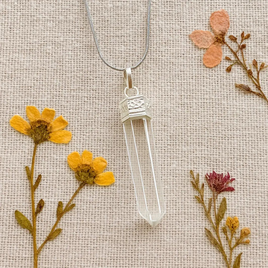 Collar Péndulo Piedra Natural Cuarzo Cristal Auténtico Cuarzo Cristal