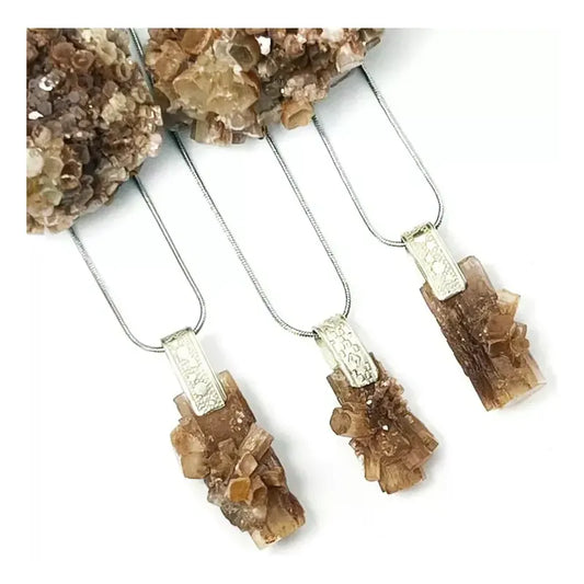 Collar Aragonita Piedra Natural Con Drop De Alpaca Y Cadena Aragonita