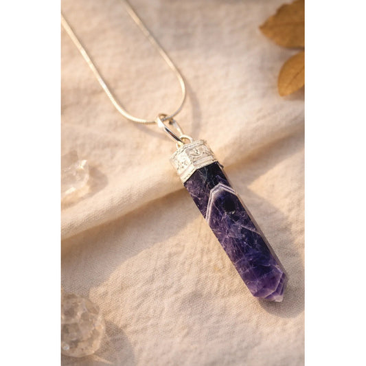 Collar Péndulo Piedra Natural Amatista Auténtica Amatista