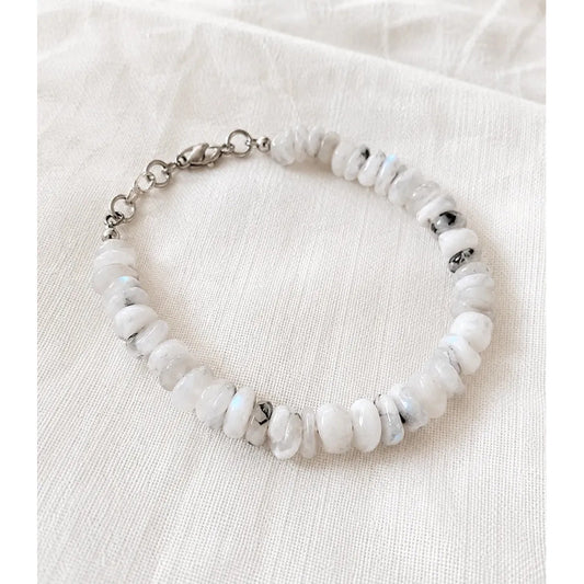 Pulsera De Piedras Naturales Piedra Luna Real Adularia Adularia 19 Cm