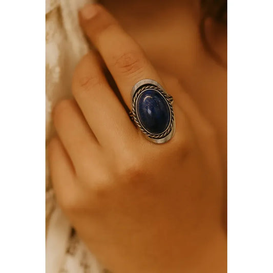 Anillo Alpaca Regulable Lapislázuli - Claridad Lapis Lazuli Unico