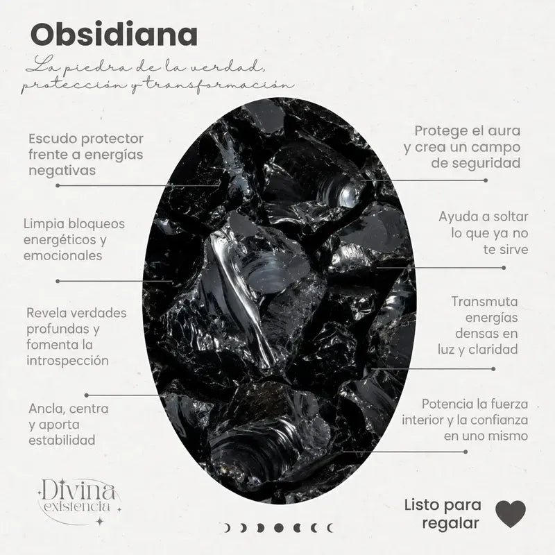 Collar Gota De Piedra Natural Con Cadena Acero Obsidiana