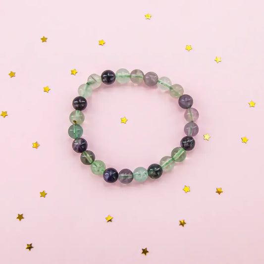 Pulsera Piedras Naturales Fluorita Arcoiris Elástica Fluorita 17.78 Cm 18 Cm