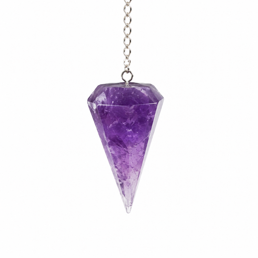 Péndulo De Cristal Amatista Terapias Holísticas Con Cadena