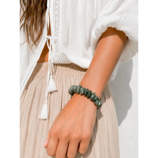 Pulsera Sanación Piedras Naturales Cuarzo Verde 10 Mm Unisex Cuarzo Verde 8 Cm 21 Cm