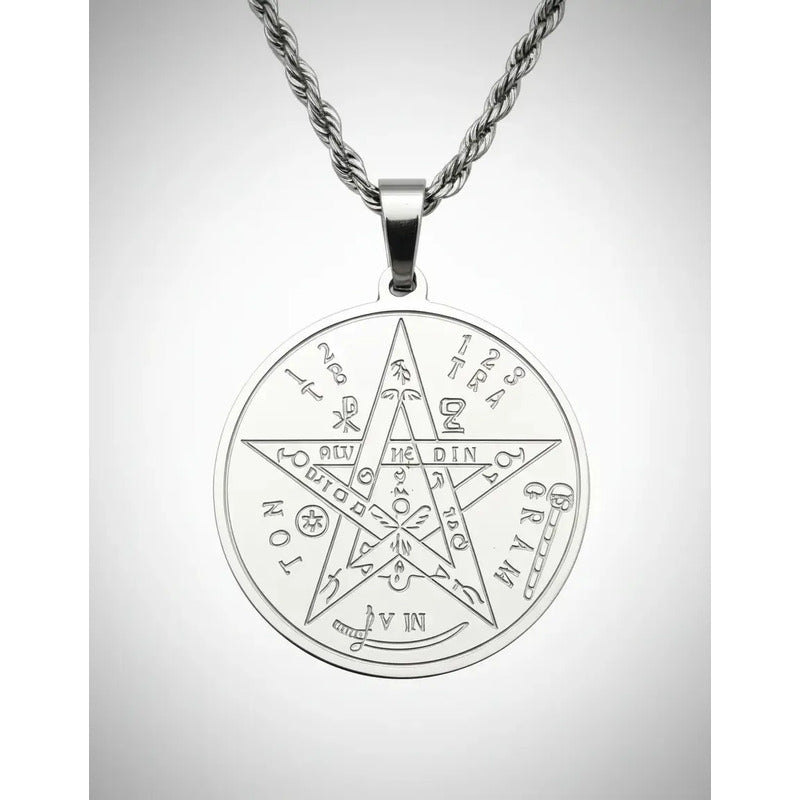 Collar Con Dije De Tetragrámaton De Acero Quirúrgico Color Tetragramaton Acero 22 Mm