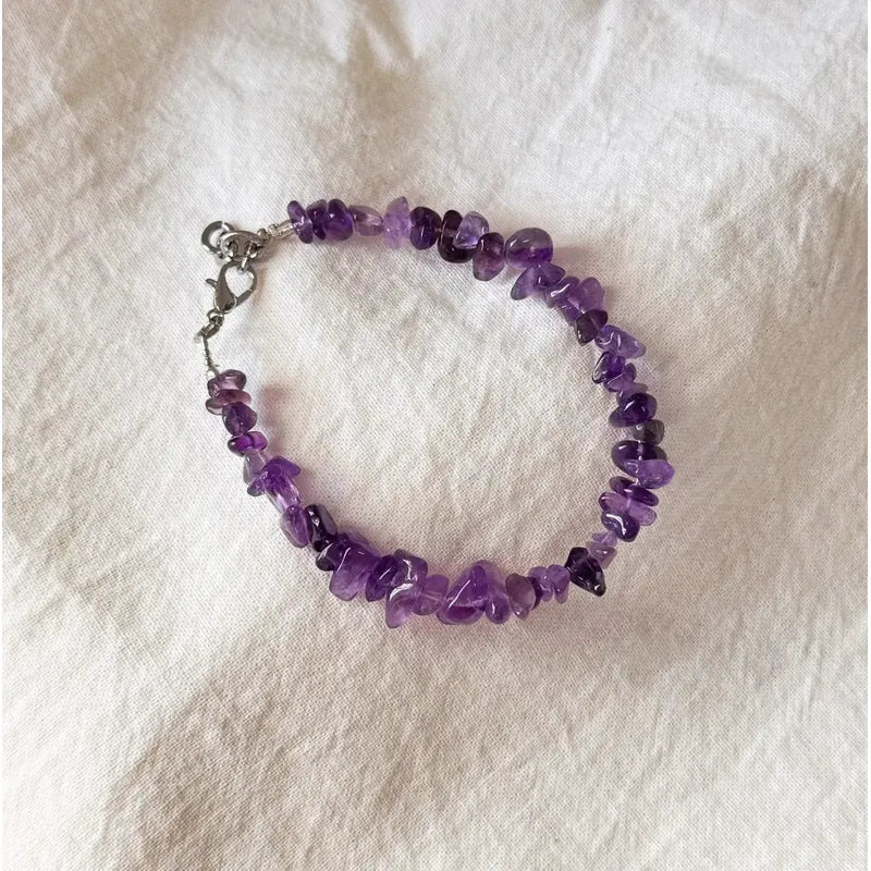 Pulsera De Piedras Naturales Amatista - Transmutación Amatista 8 Cm 19 Cm
