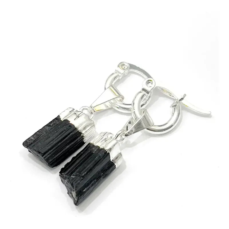 Aros Colgantes Turmalina  Piedra Natural Bañados Plata 925 Turmalina
