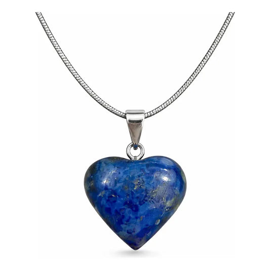 Collar Lapislázuli Natural En Corazón Premium - Sabiduría. Corazón Lapislázuli
