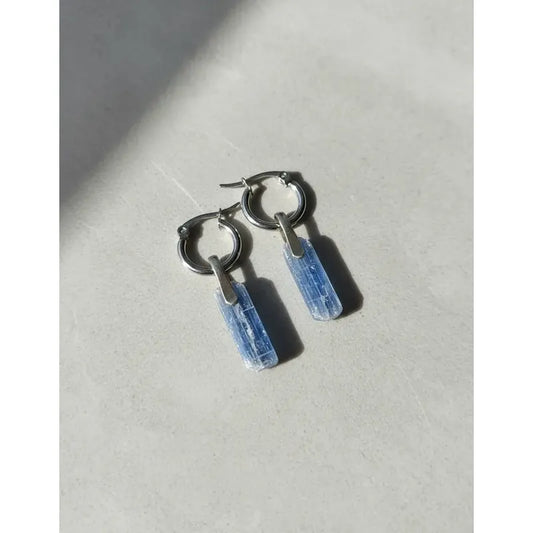 Aros Mujer Colgantes Cianita Azul Piedra Natural Cianita Azul
