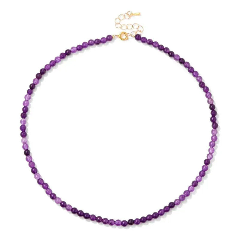 Collar Choker Mini Cuentas Piedras Naturales Delicado 40 Cm Amatista