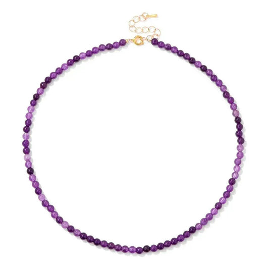 Collar Choker Mini Cuentas Piedras Naturales Delicado 40 Cm Amatista