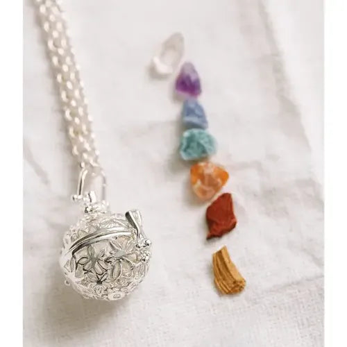 Relicario 7 Chakras Plata Piedras Naturales + Cadena 70 Cm. Relicario 7 Chakras