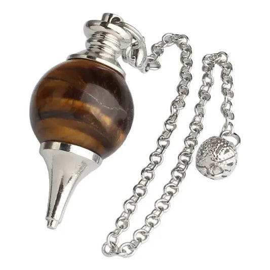 Péndulo Adivinación Radiestesia De Cristal Natural Esfera Ojo De Tigre