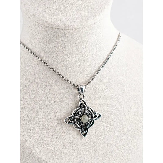 Collar Protección Nudo De Bruja Con Piedra Labradorita Nudo De Bruja Con Piedra Labradorita