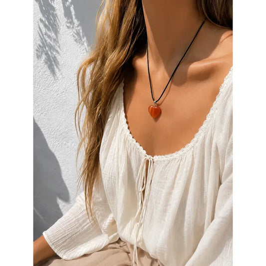 Collar Corazón Ágata Cornalina - Vitalidad Pasión Cornalina