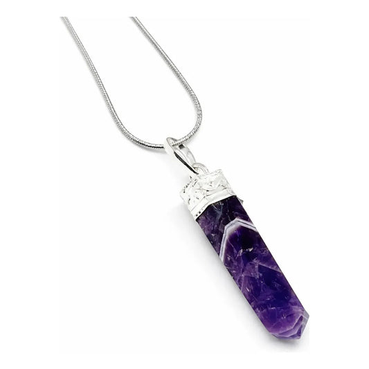 Collar Péndulo Piedra Natural Amatista Auténtica Amatista