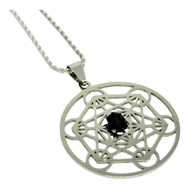 Collar Cubo De Metatron Con Turmalina + Cadena Metatron Turmalina