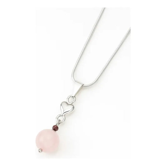 Collar Amor Propio: Cuarzo Rosa Y Granate Con Cadena Y Dije Cuarzo Rosa Y Granate