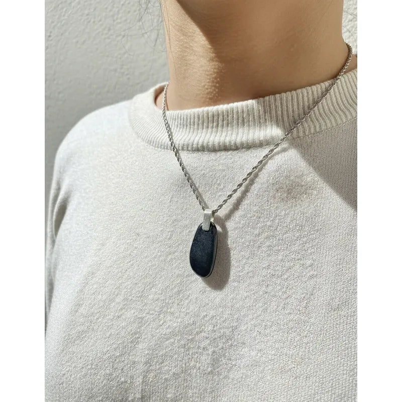 Collar Piedra Shunguita Shunguit Protección + Cadena Unisex Shunguita Cadena 60 Cm.
