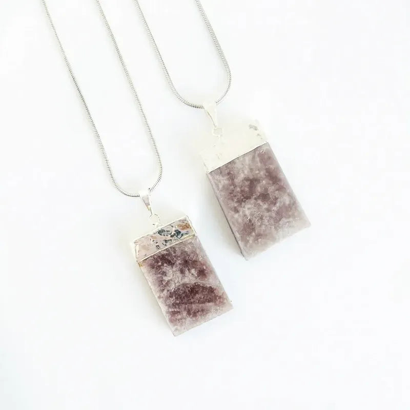 Collar De Mica Lepidolita Con Cadena - Sabiduría Mica Lepidolita