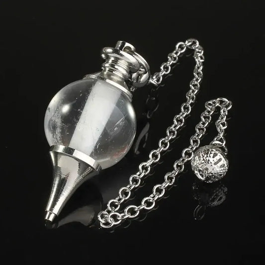 Péndulo Adivinación Radiestesia De Cristal Natural Esfera Cuarzo Cristal