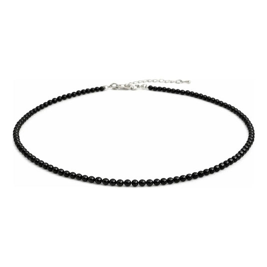 Collar Choker Mini Cuentas Piedras Naturales Delicado 40 Cm Obsidiana