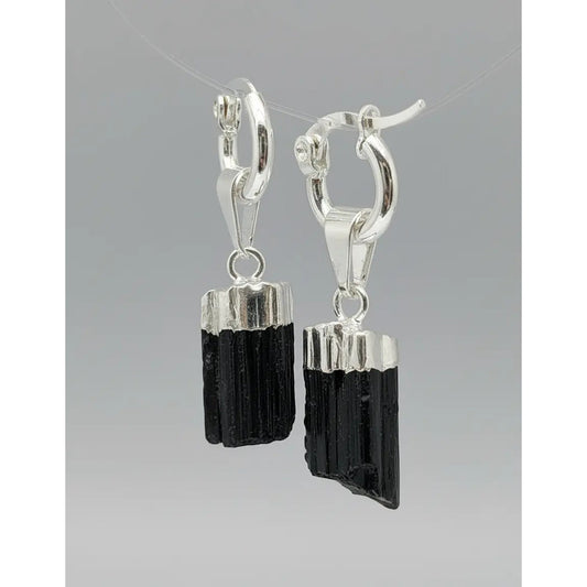 Aros Colgantes Turmalina Piedra Natural Bañados Plata 925 Turmalina