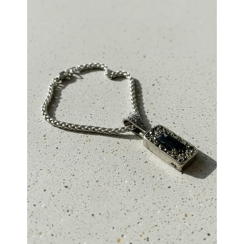 Pulsera Amuleto Mariposa Con Turmalina Y Pirita - Protección Rectángulo Turmalina Y Pirita 8 Cm 20 Cm