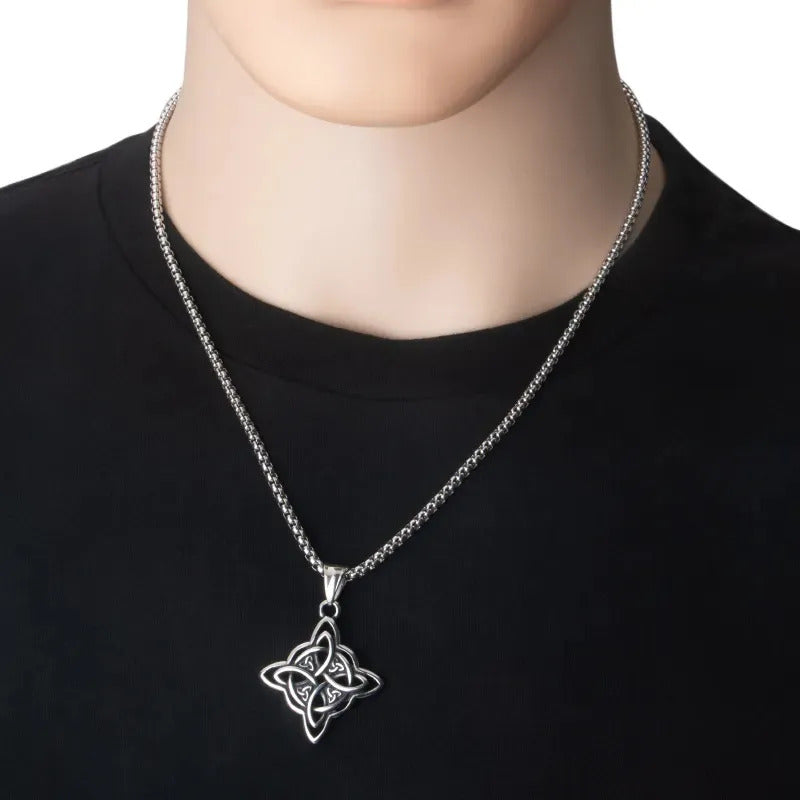 Collar Nudo De Bruja + Cadena De Acero Quirúrgico Color Nudo Triskel
