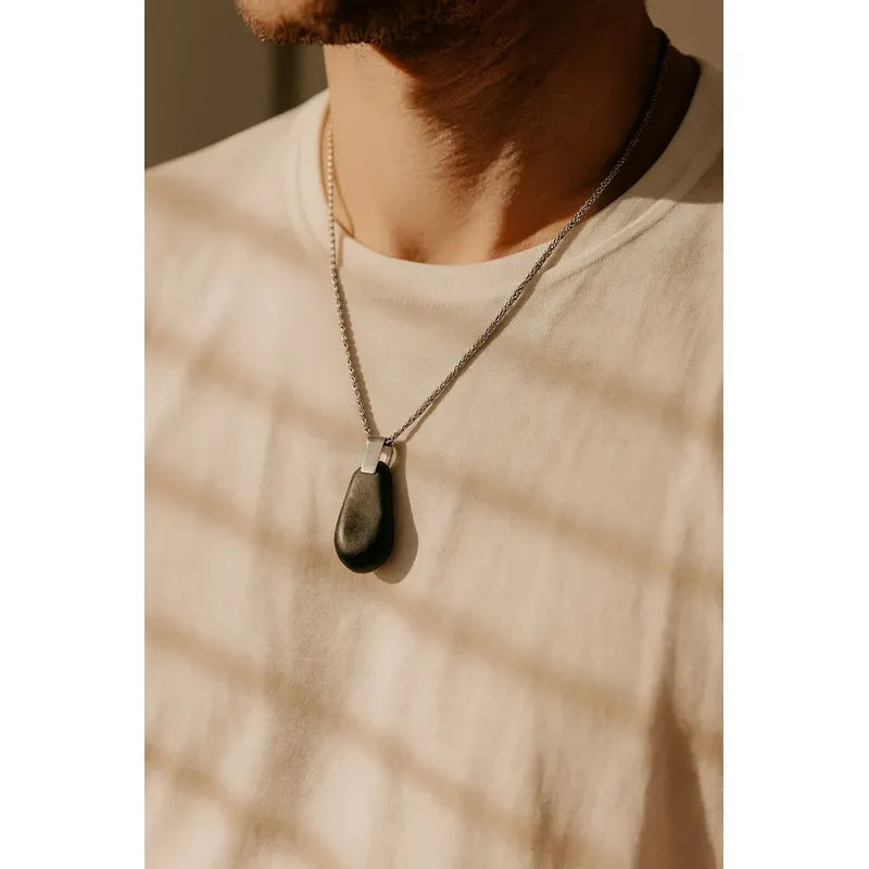 Collar Piedra Shunguita Shunguit Protección + Cadena Unisex Shunguita Cadena 60 Cm