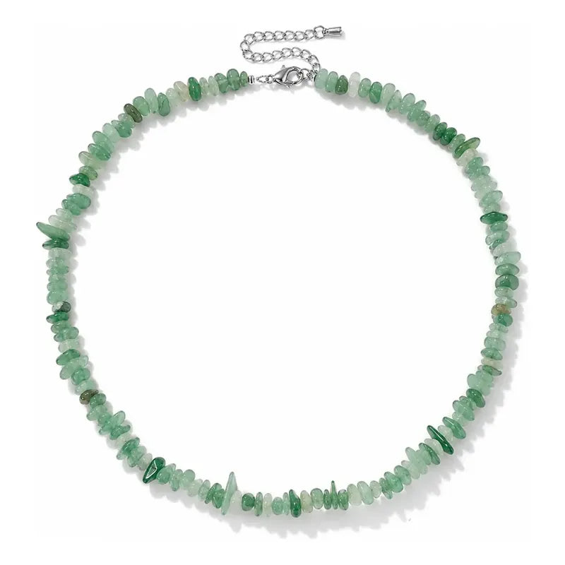 Collar Escallas Piedras Naturales Unisex Cuarzo Verde