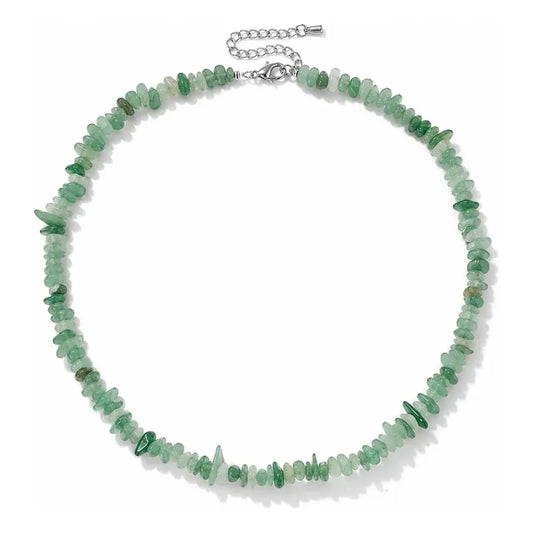 Collar Escallas Piedras Naturales Unisex Cuarzo Verde
