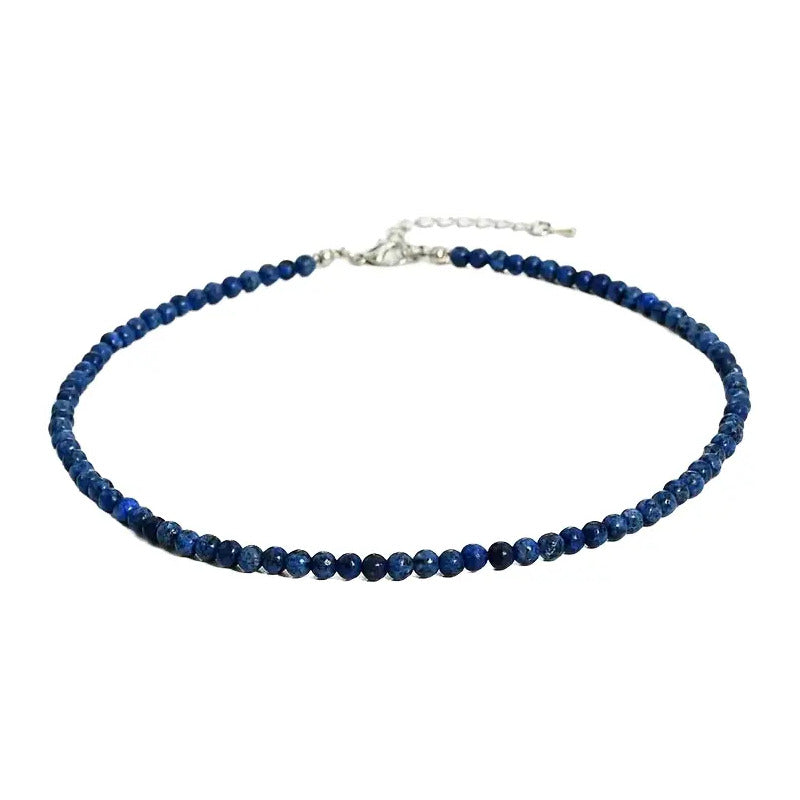 Collar Choker Mini Cuentas Piedras Naturales Delicado 40 Cm Lapis Lazuli