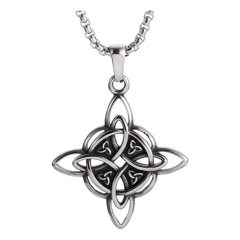Collar Nudo De Bruja + Cadena De Acero Quirúrgico