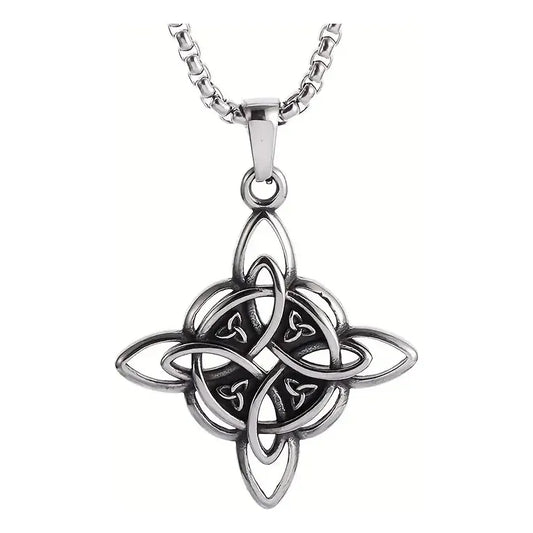 Collar Nudo De Bruja + Cadena De Acero Quirúrgico