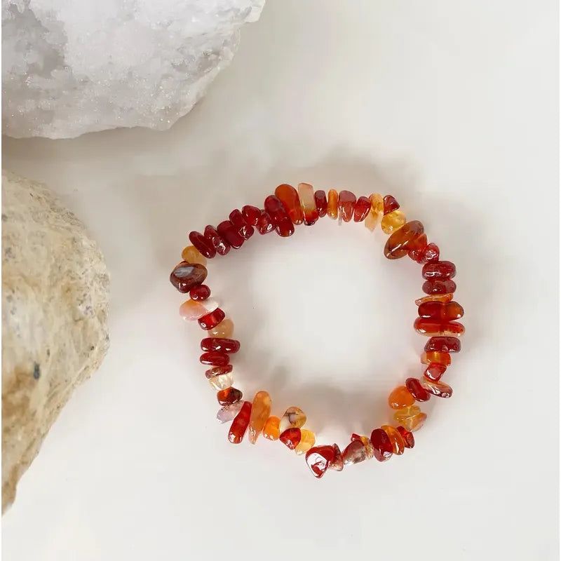 Pulsera Cornalina Natural Elástica - Creatividad Cornalina 8 Cm 20 Cm