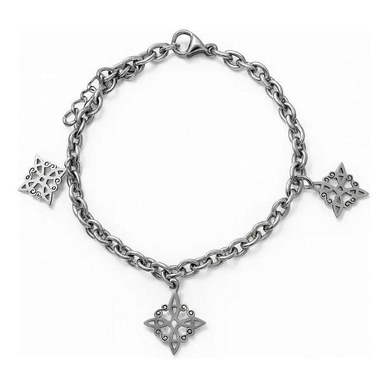 Pulsera Amuleto Nudo De Bruja Acero Quirúrgico Protectora Plateado 8 Cm 20 Cm