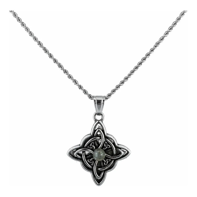 Collar Protección Nudo De Bruja Con Piedra Labradorita Nudo De Bruja Con Piedra Labradorita
