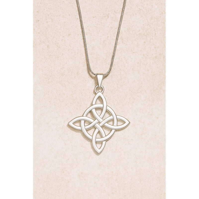 Collar Nudo De Bruja Relieve Con Cadena De Acero Mujer Nudo Bruja Simple
