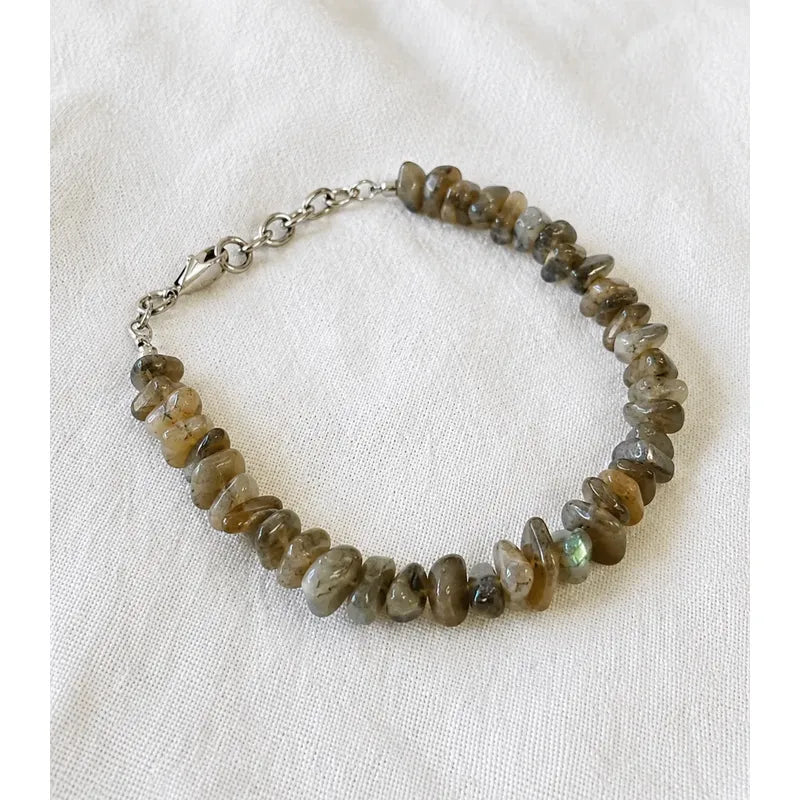 Pulsera De Piedras Naturales Labradorita - Calma Optimismo Labradorita 43.18 Cm 18 Cm