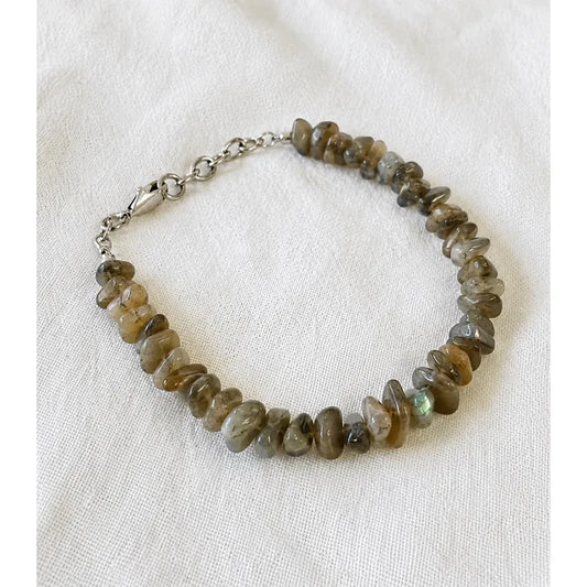 Pulsera De Piedras Naturales Labradorita - Calma Optimismo Labradorita 43.18 Cm 18 Cm